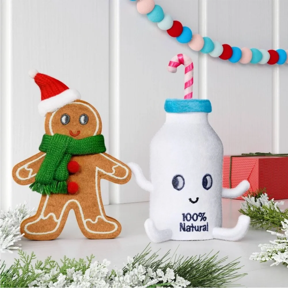 NWT Target Wondershop Felt Gingerbread Cookie & Milk Christmas Figurine Set